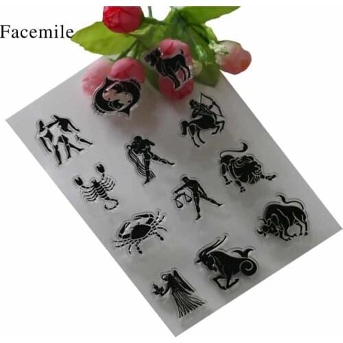 1PCS Scrapbook DIY Photo Album Cards Transparent Acrylic Silicone Rubber Clear Stamps Sheet Twelve constellations