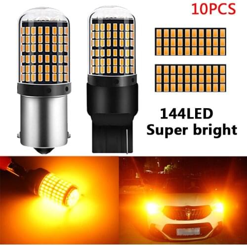 10 PCS 1156 BA15S P21W LED BAU15S PY21W T20 LED 7440 W21W W21/5W led Bulbs 3014 144smd CanBus lamp For Turn Signal Light