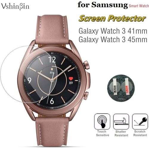 10PCS Tempered Glass Screen Protector for Samsung Galaxy Watch 3 45mm & 41mm Round Smart Watch Protective Film