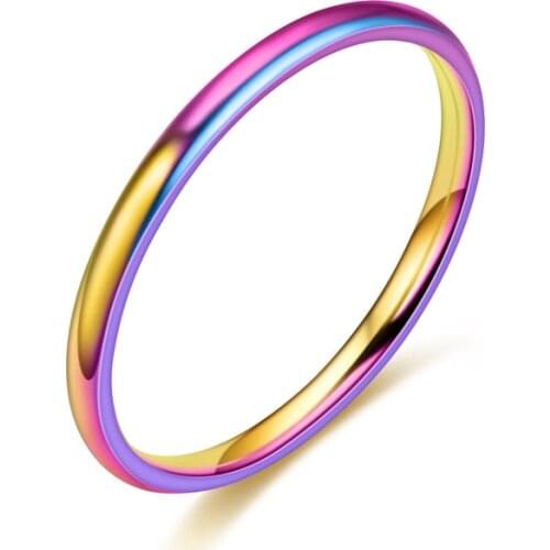 2mm Thin Rings for Women Titanium Steel Stainless Steel Couple Ring Korean Smooth Ladies Wedding Womens Stackable Rings Anillos