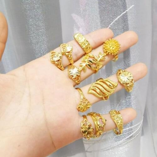 2020 New Accesories African Gold Rings For Women Wedding Engagement Ring Adjustable Bague Anillo Femme Statement Jewelry Party