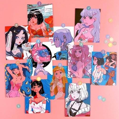 36Pcs Retro Japanese Girl Stickers Scrapbooking Decorative Sticker DIY Cell Phone Diary Album Stick Label Kawaii Stationery Toys