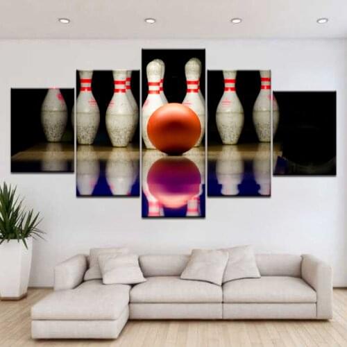 5 Pcs/Set Bowling Poster Wall Art Picture Modern Home Decoration Living Room Bedroom Decor Canvas Print Painting Picture Frame