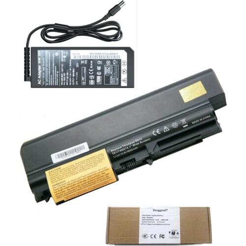 6600mAh R400 T400 14.1" Wide Screen Laptop Battery + 20V 4.5A AC Charger for IBM Lenovo ThinkPad T61p R61i R61 T61 W500 42T4531