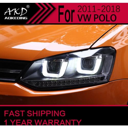 AKD Car Styling Headlight Assembly for VW Polo Headlights 2010-2017 Polo Bi Xenon Headlight LED DRL HID Front Lamp Accessories