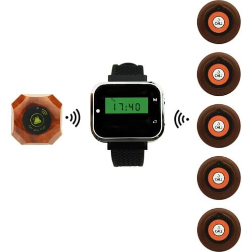 JINGLE BELLS Wireless Calling System 6 transmitters 1 Watch Pager Waiter Calling Systems Kitchen Hospital Calling System Pager