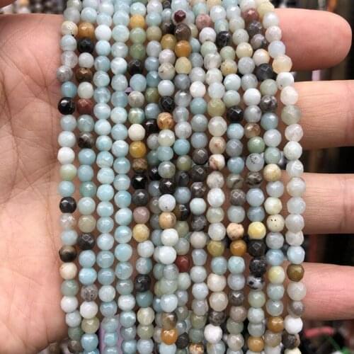 Natural Multi Amazonite Faceted Beads,Facted Stone Beads 4mm 6mm 8mm 10mm 12mm Gem Stone Jewelry beads,1of 15"strand
