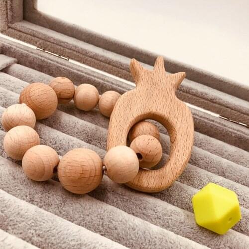 Personalized Name Handmade Wooden Pacifier Chains Safe Teething Chain Baby Teether Eco-friendly Pacifier Clips Holder Chain