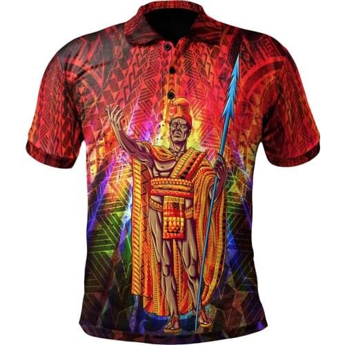 Hawaii Polo Shirt Hawaii King Polynesian Patterns 3D Printed Polo Shirt Men for Women Short Sleeve Summer T-shirt