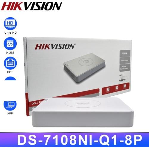 Hikvision Original NVR DS-7108NI-Q1/8P 8CH POE NVR 6MP View 4MP Record H.265+ POE IPC Security Network Video Recorder