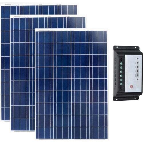 Solar Panel Kit 100w 200W 300W Solar Plate 100w 12v Solar Battery Solar Charger Controller 12v/24v 20A PWM Off Grid Car Camp