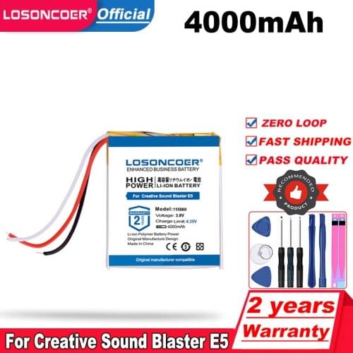 LOSONCOER Top Brand 100% New 4000mAh Sound Blaster E5 Battery For Creative Sound Blaster E5 Accumulator Pack