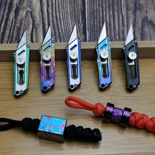 Mack Walker Titanium Alloy TC4 Mini Portable Keychain Unpacking Utility Push-pull Knife Mini Cutter Knives EDC Tool
