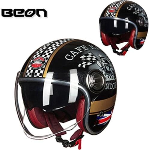 BEON B108A Black gold motorcycle Helmet , 3/4 open face scooter motorbike motocross helmet pink milky red blue M L XL XXL