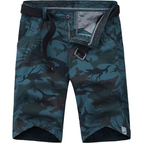 2020 Men Summer Military Camouflage Belted Cargo Shorts Men Casual Fashion 100% Cotton Washed Soft Short Pants Bottoms Men Plus