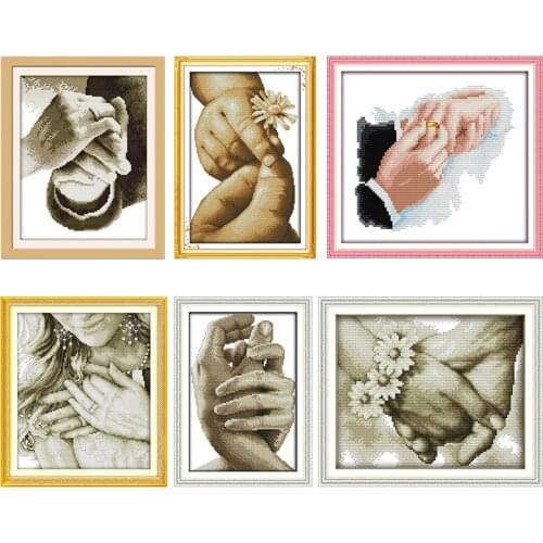 Cross Stitch Kits Stamped Hold Your Hand Fabric Patterns 11CT 14CT Printed Counted Decor Thread Craft Embroidery Needlework Sets