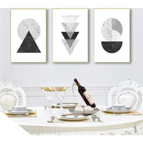 Print Restaurant Home Wall Art Decoration Minimalist Style Marble Geometric Pattern Abstract Decorative Canvas Painting