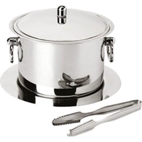Stainless Steel Insulated Ice Bucket With Lid, dish and Tongs 12x9 CM luxury ice bucket camping home restaurant bar ice container
