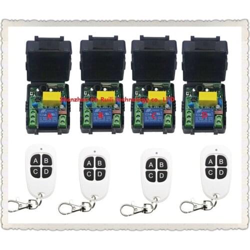 New AC220V 1CH Radio Controller RF Wireless Relay Remote Control Switch four Transmitter @ 4 Receiver -- JRL220V-17