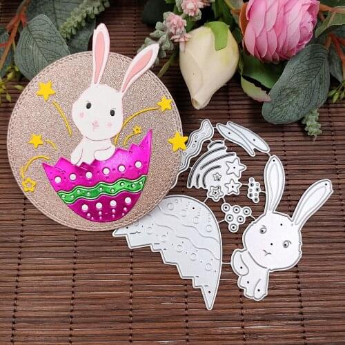 Easter Bunny Eggs Metal Cutting Dies Stencil Scrapbooking DIY Album Stamp Paper Card Embossing Decoration 10x9cm/3.94x3.54in
