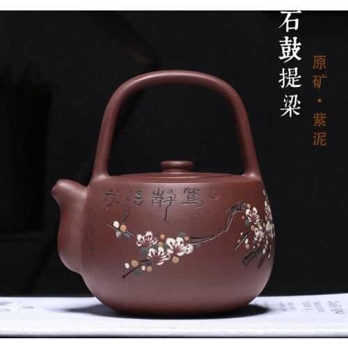 Sand Wholesale Teaware Raw Mine Purple Mudstone Drum Lifting Beam Handmade Teapot Collection Factory One Substitute