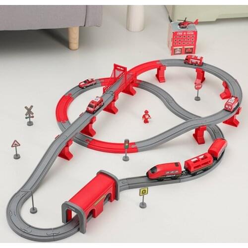Plastic Train Track Set Electric Train Toys Railway Track Racing Cars Compatible With Wooden Track Kids Educational Toys