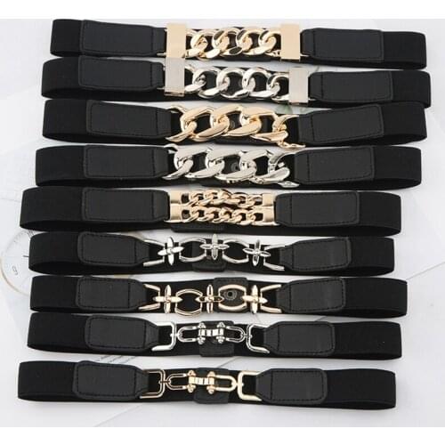 Gold Chain Belt Elastic Silver Metal Waist Belts for Women High Quality Stretch Cummerbunds Ladies Coat Ketting Riem Waistband