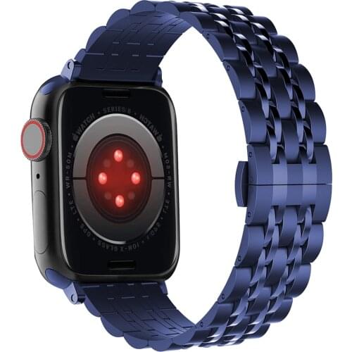 Blue bands for apple watch 44mm 40mm 6 se band series 5 4 3 42mm 38mm Stainless Steel strap for iwatch Business Link Bracelet