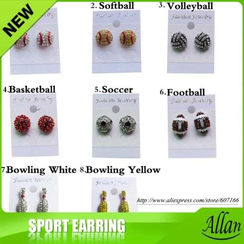 Rhinestone Charm Softball baseball volleyball football soccer sports college Earrings