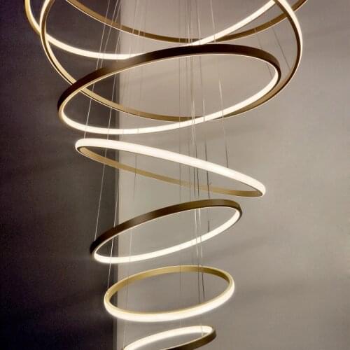 Modern LED Round Ring Chandelier DIY 3/4/5/6 Rings Suspend Light 40/60/80/100/120cm Acrylic Circle Hang Light Chandelier Lamp