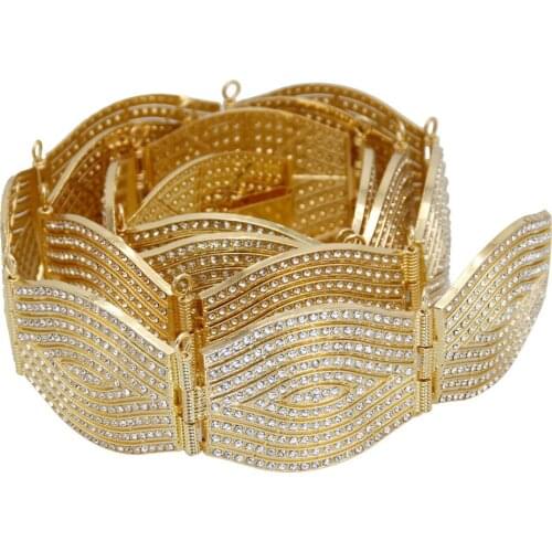 SUNSPICEMS European Full Rhinestone Belt for Women Traditional Wedding Dress Jewelry Gold Silver Color Bridal Gift