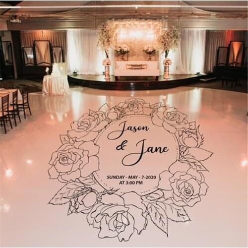 Wedding Dance Floor wall sticker Custom Bride Invitation Decal Wedding Room Couple Sticker heart Love Romantic Valentine HY117