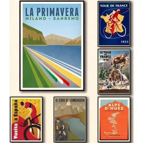 Designs Classic Bike Tour France Poster Bicycle Wall Art Painting Vintage Bike Print Picture for Bedroom Home Decoration