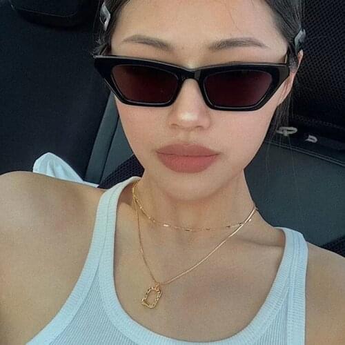 HKNA Vintage Cat Eye Sunglasses Women 2021 Fashion Small Frame Sunglasses for Woman Luxury Brand Cat Eye Shades for Women Gafas