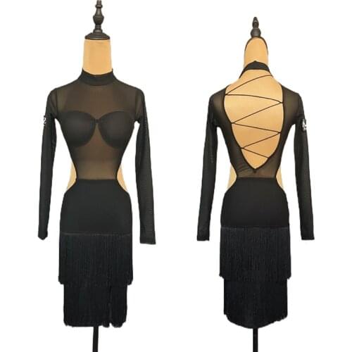 Fringe Dress Sexy Latin Dance Dress Women Backless Stage Costume Designer Clothes Tap Dance Wear Samba Dancer Outfit JL3058