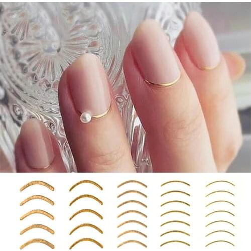 Smile French Gold Black Striping Tape Nail Design Stripe Lines Geometry Adhesive 3D Slider Nails Gel Polish Sticker Decals