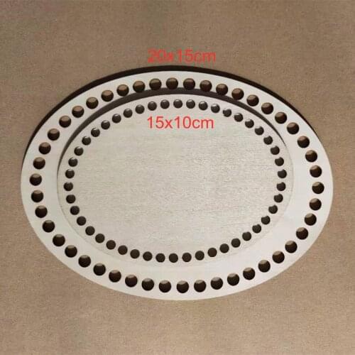 4pcs(2pcs 15x10cm and 2pcs 20x15cm) Laser Cut Wood Base With Hole Wooden Bottom For Crochet DIY T Shirt Yarn Basket