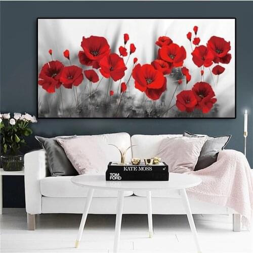 Abstract Poppy Flower Canvas Paintings On The Wall Art Posters And Prints Flowers Art Pictures Home Wall Decoration Cuadros