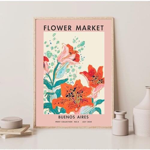 Abstract Colorful Flower Market Wall Art Canvas Painting Nordic Posters and Prints Wall Pictures for Living Bedroom Decoration