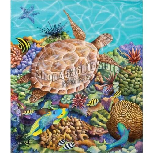 Turtle Pool DIY Full Diamond Embroidery 5D Diamond Painting Mosaic Cross Stitch Sea Life animal Art Needlework Crafts Home Decor