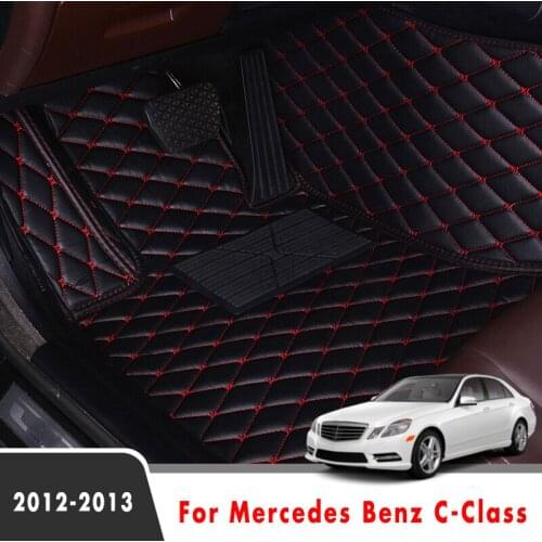Car Floor Mats For Mercedes Benz C-Class 2013 2012 Car Carpets Artificial Leather Foot Pads Custom Auto Interior Accessories