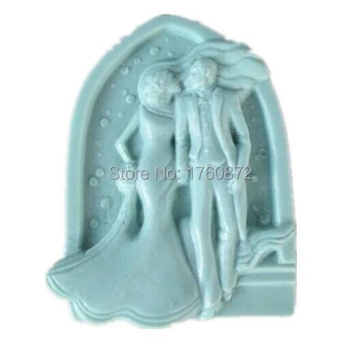 Free shipping Day DIY The bride and groom Modelling soap mold silicone cake mold fondant chocolate mold handmade soap mold