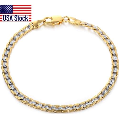 Mens Bracelet 4mm 6mm Cuban Link Chain Yellow Gold Mix Silver Color Bracelet for Women Men fashion 2020 Jewelry Gift GB94A