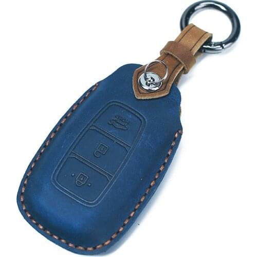 Handmade Genuine Leather Car Key Case Cover For Hyundai i30 Ix35 KONA Encino Solaris Azera Grandeur Ig Accent Santa Fe