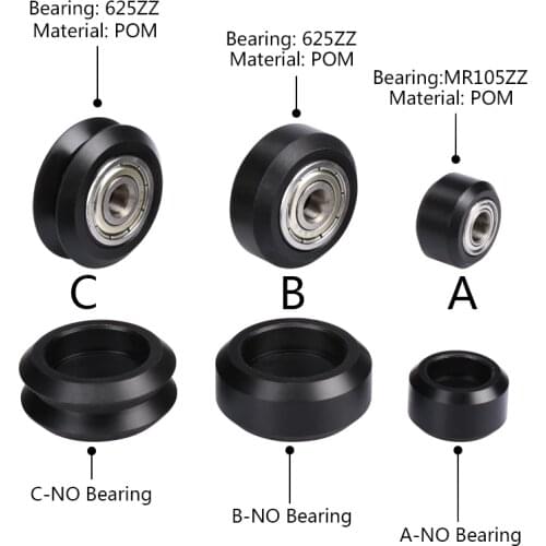 CNC Openbuilds Plastic wheel POM Small&big Models Pulley Gear Passive Round Wheel Perlin Wheel V type for V-Slot
