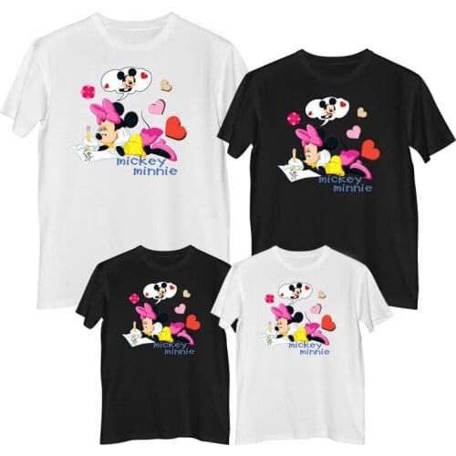 Disney Minnie Mouse T shirt Summer Comfortable 100% cotton Fashion Women tee shirt T-shirt for girls Mother and daughter dress