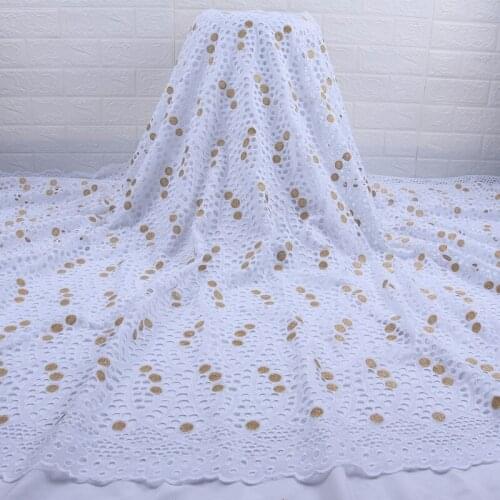 Kalume Nigerian Swiss Voile Lace In Switzerland Stones African 100% Cotton Lace Fabric With Holes Soft For Men Women SewingF1778