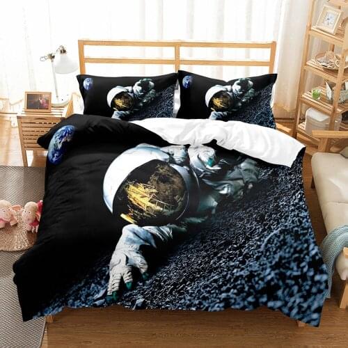 Space Astronaut Bedding Set Scenery Comforter 3D Print Luxury Duvet Cover Set Home Textile Decoration Queen King Single Size