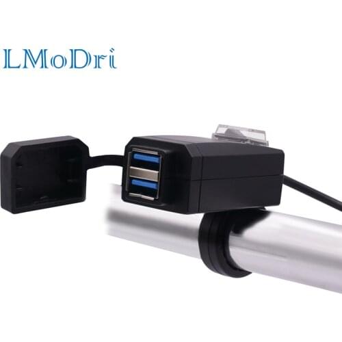LMoDri Waterproof Dual USB Motorcycle Handlebar Charger Adapter Power Supply Socket QC3.0 For Car Motorbike Auto USB Charger