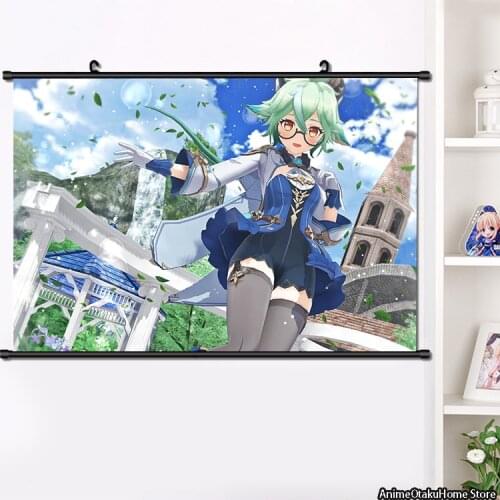 Cute Anime Game Genshin Impact Sucrose Cosplay Wall Scroll Painting Poster HD Print Home Decor Collection Art 40x60cm
